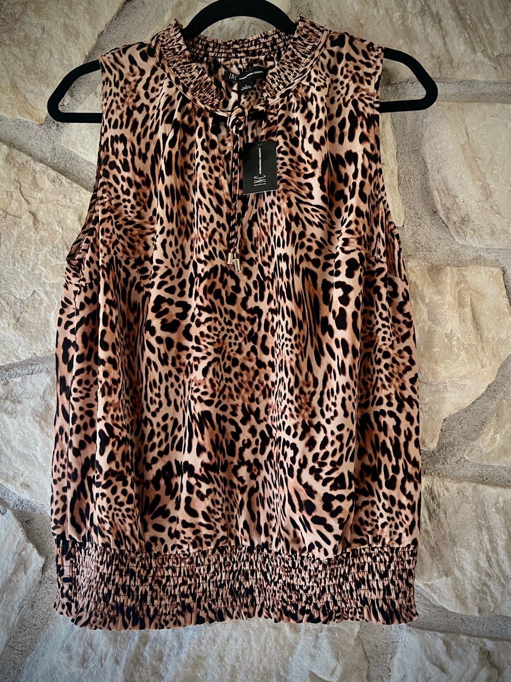 INC International Concepts Sleeveless Leopard Print Top NWT L
